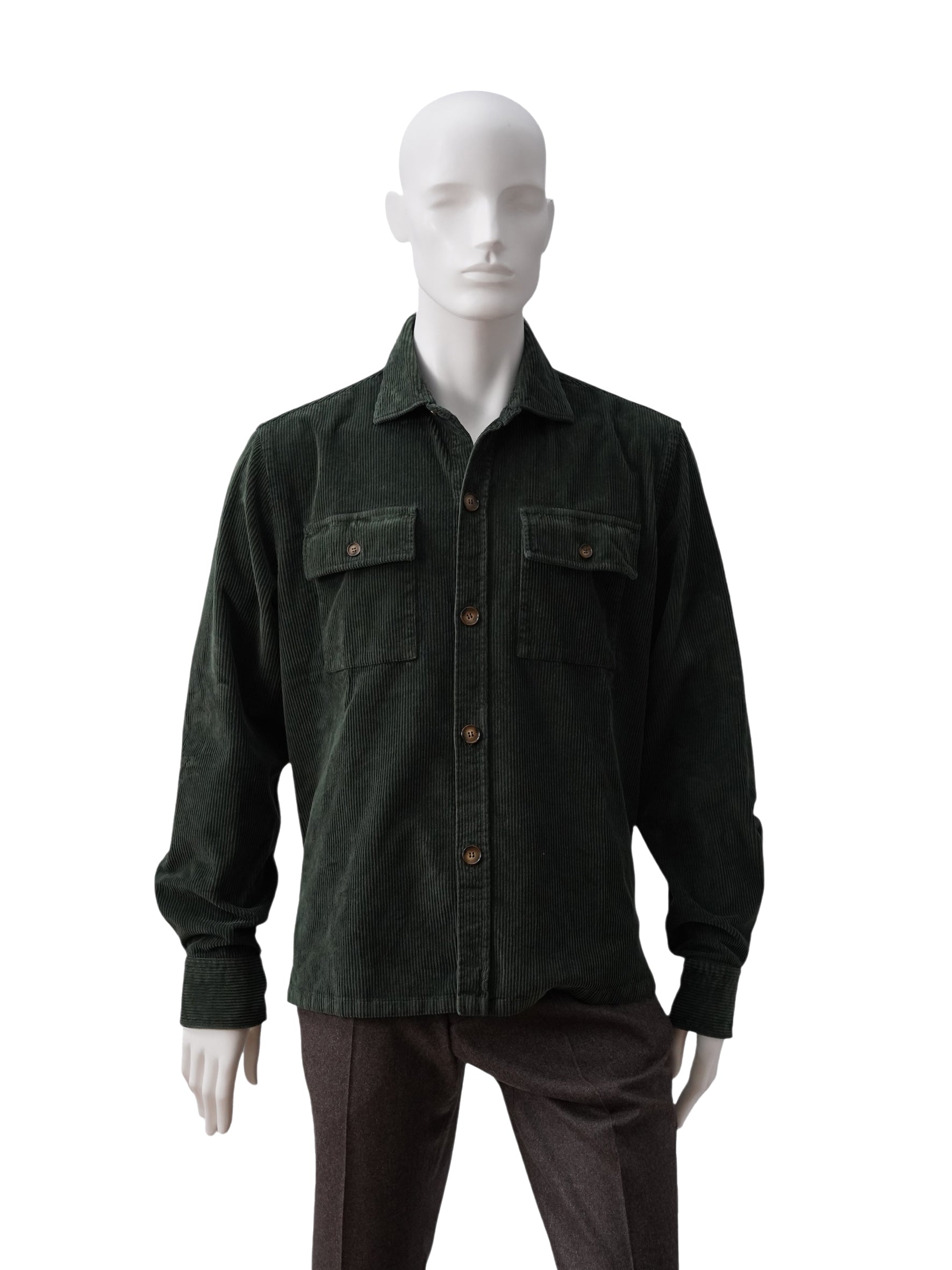Dunkelgrünes Cord-Overshirt